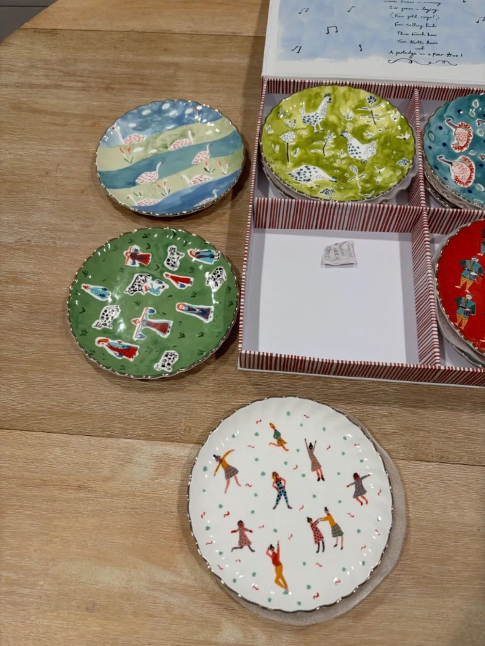 MINT New Anthropologie 12 Days of Christmas Canape Plate Set of 12 In Box 2018